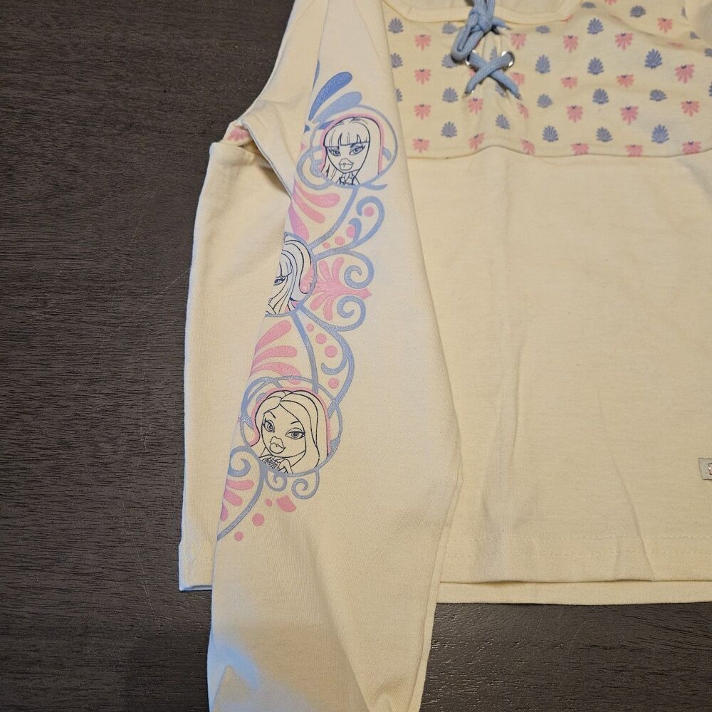 Vintage Bratz Girl's Long Sleeve Shirt  MEDIUM 7 / 8 Babydoll Y2K Laced Henly - Picture 4 of 7